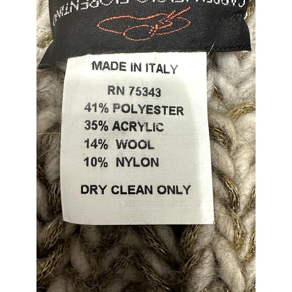 Cappellificio Fiorentino Beanie Hat Ribbed Knit Wool Blend Snug Fit Cream W OS - Picture 6 of 6